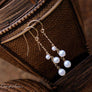 14K Gold & Freshwater Pearls 3-Pearl Drop Earrings - OutOfAsia